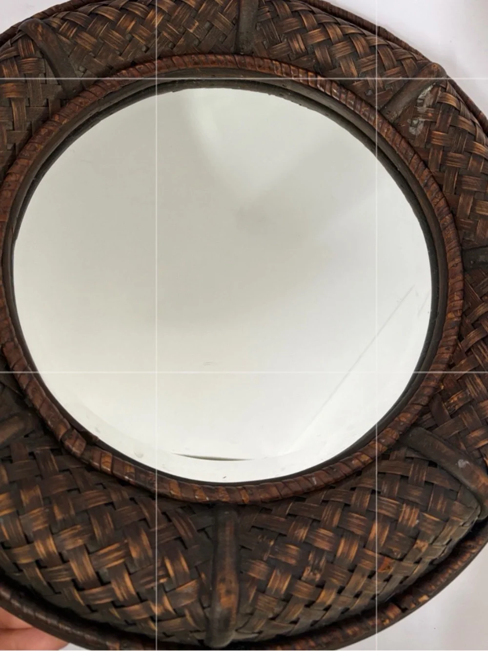 Woven Round Wall Mirror - Brown